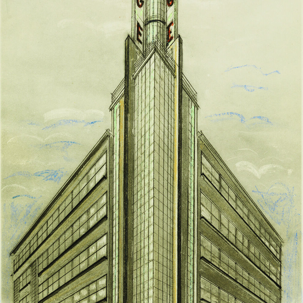 Régie municipale du gaz et de l'électricité, place Saint-Christoly, dessin de Raoul Jourde, 1930