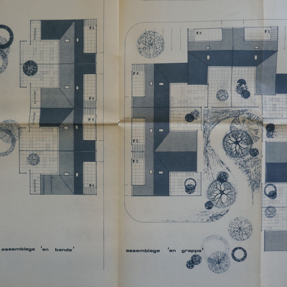 Plan masse du projet "Les Bruyères" des architectes Bouey, Bersagol, Calmon, Tagini, Piequet.