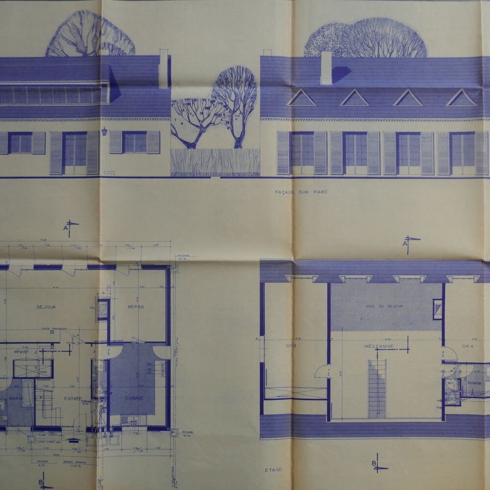 Plans et élévations des maisons de 175m² par l'architecte Jacques Tournier en 1968.