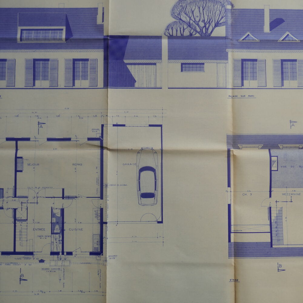 Plans et élévations des maisons de 150m² par l'architecte Jacques Tournier en 1968.