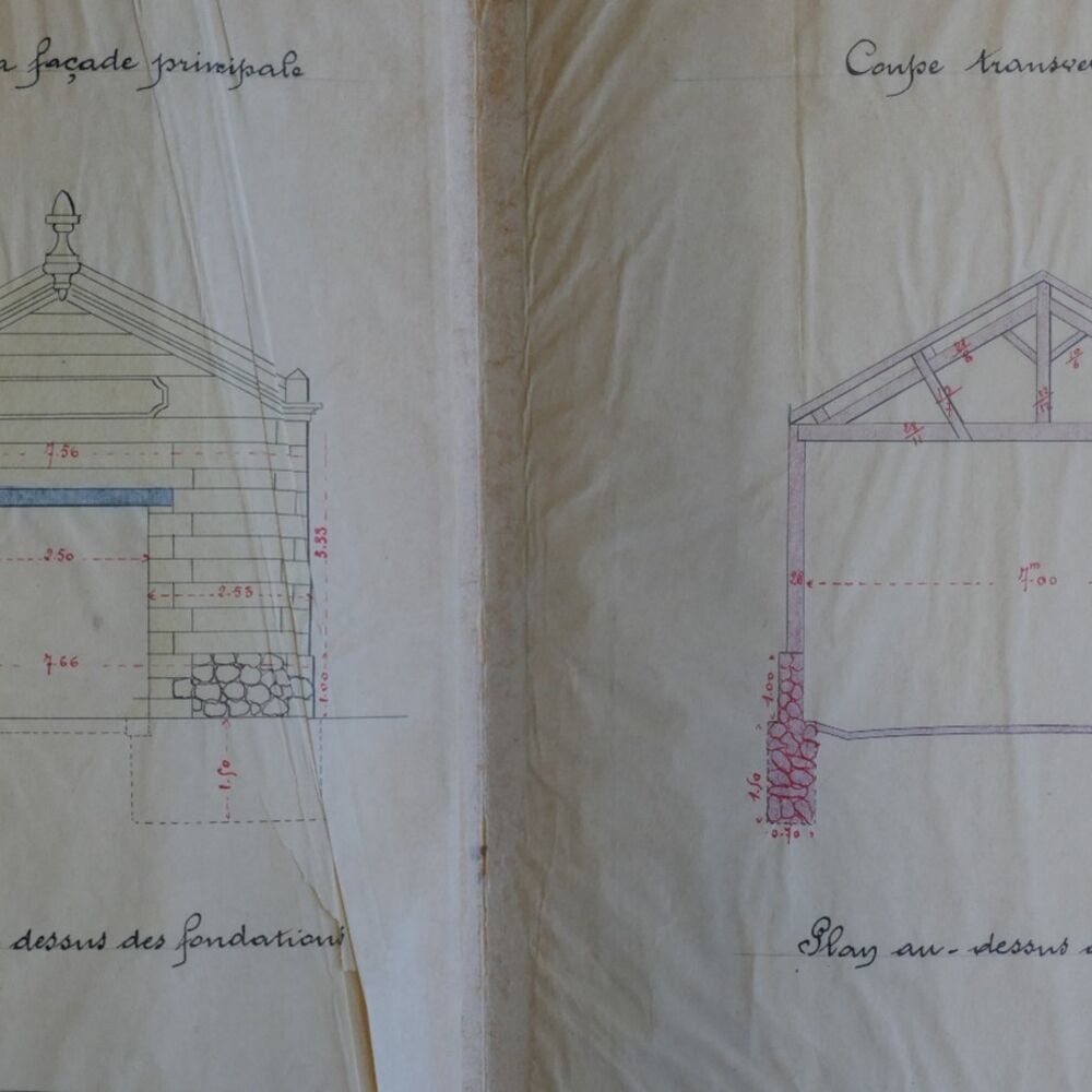 Élévations du premier magasin municipal, par l’agent-voyer Ernest Brunet en 1896