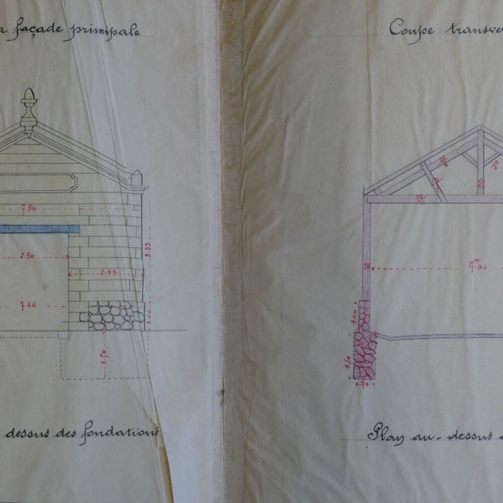 Élévations du premier magasin municipal, par l’agent-voyer Ernest Brunet en 1896 