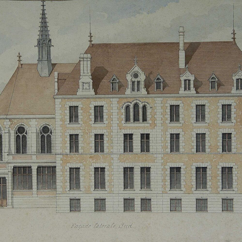 Elévation du couvent, dessin de Louis-Michel Garros (vers 1860) 