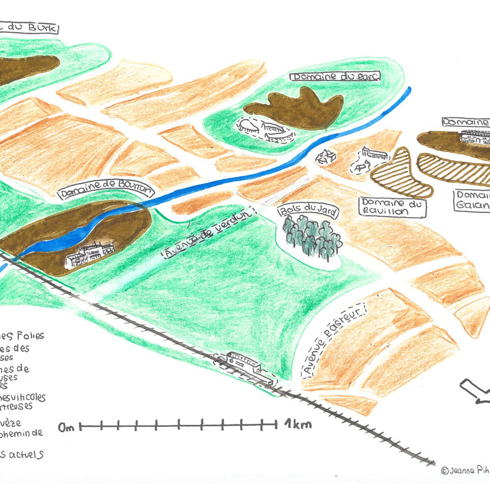 Dessin de situation des anciens domaines de Mérignac.