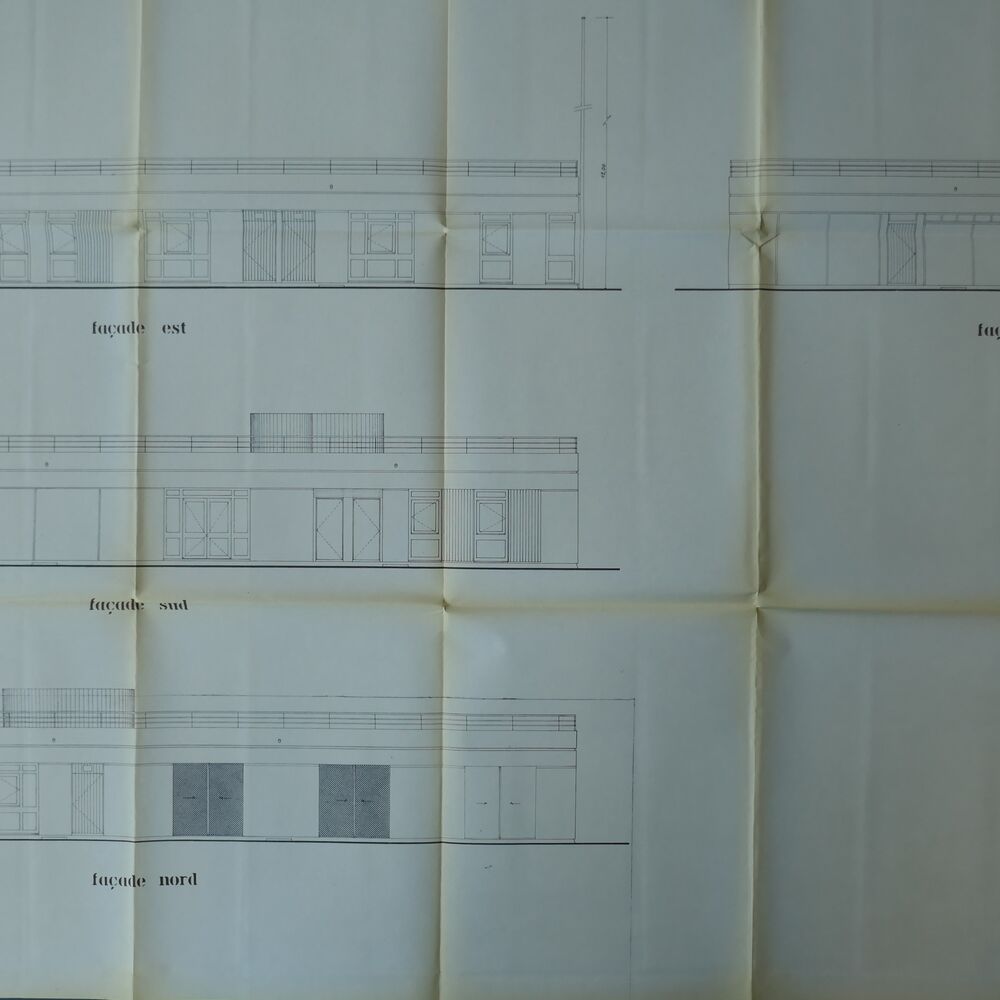 Élévations du centre de voile, projet définitif de l'équipe Moreau-Maxwell, mars 1974.