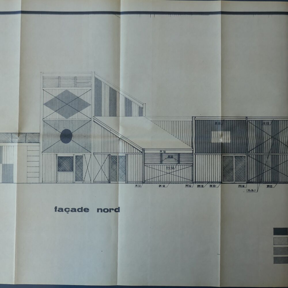 Élévation du hangar à voiles par l'architecte en chef Xavier Arsène-Henry, juillet 1979.