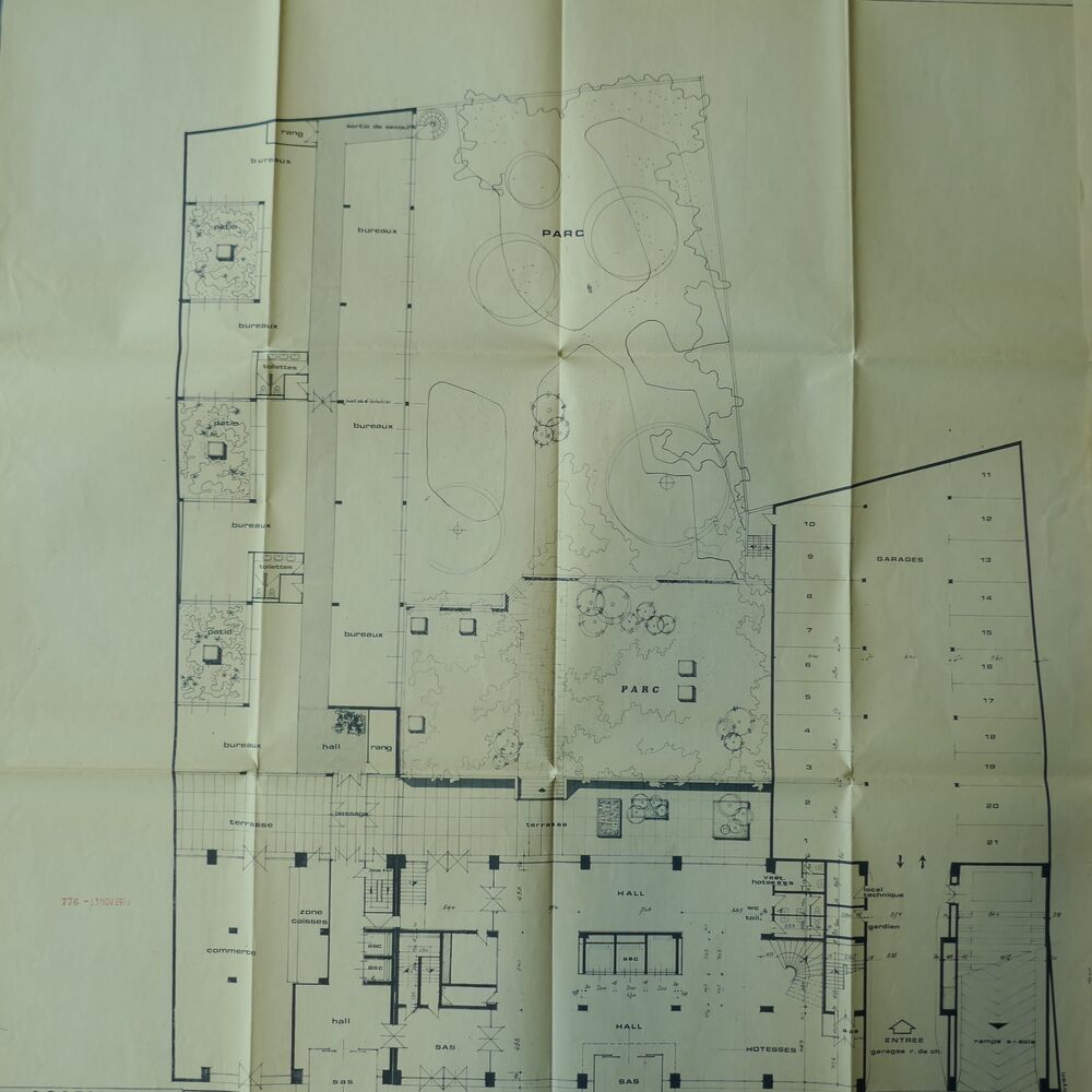 Plan du rez-de-chaussée de l'immeuble en 1973.