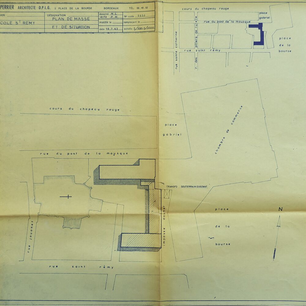 Plan de masse de la nouvelle école en 1962.