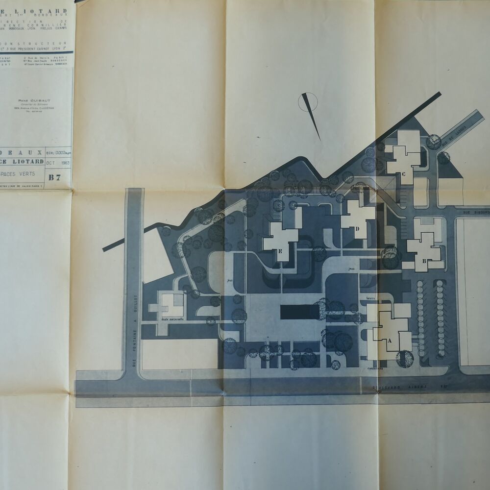 Plan de masse de l'opération Liotard par les architectes Andrault & Parat, 1963.