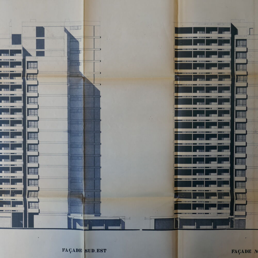 Élévations des bâtiments de l'opération Liotard par les architectes Andrault & Parat, 1963.