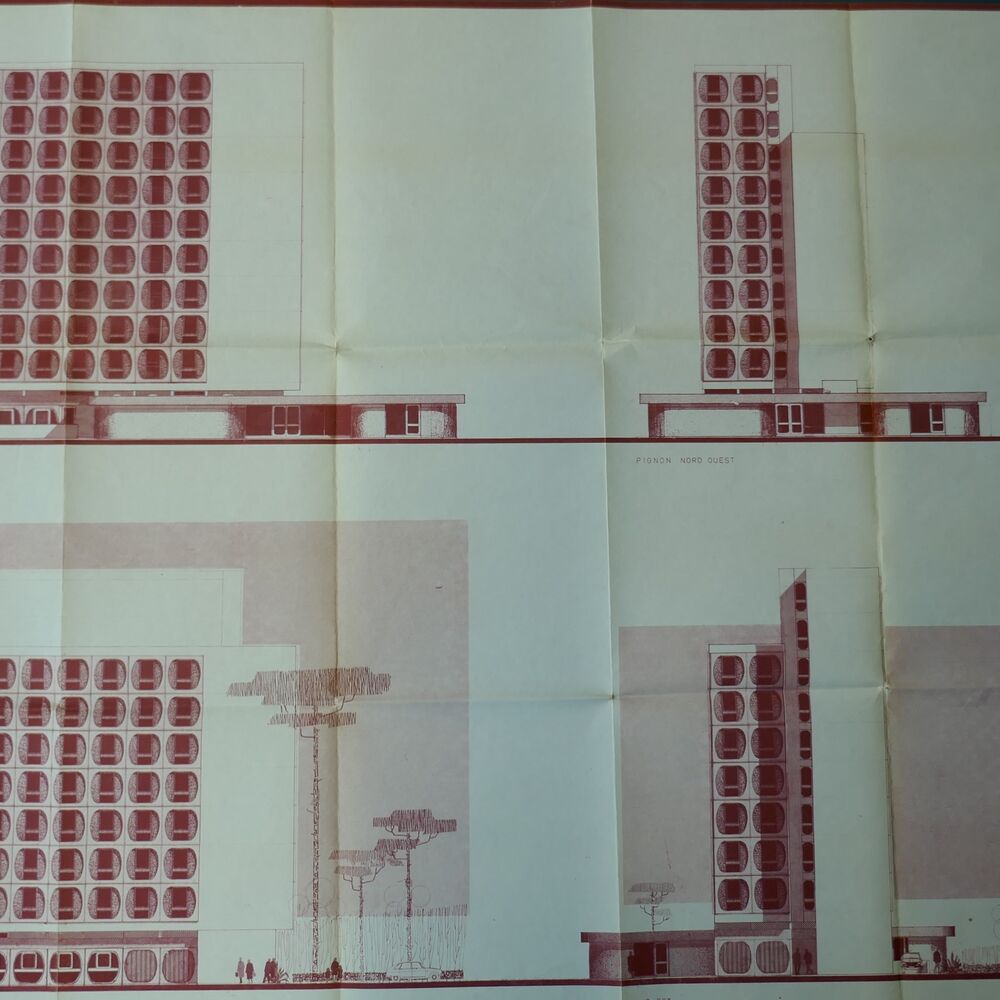 Élévation des façades par l'agence GPA 7, 1971.
