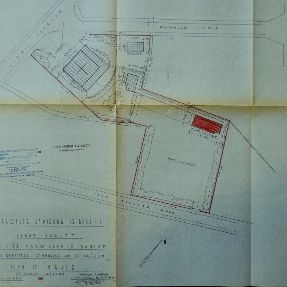 Plan de masse de l'avant-projet de l'architecte Henri Bessagnet en 1957.