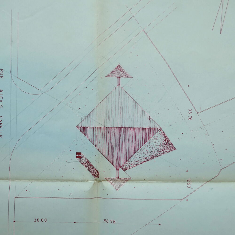 Plan de masse de l'église par l'équipe du GPA A7 en 1966.