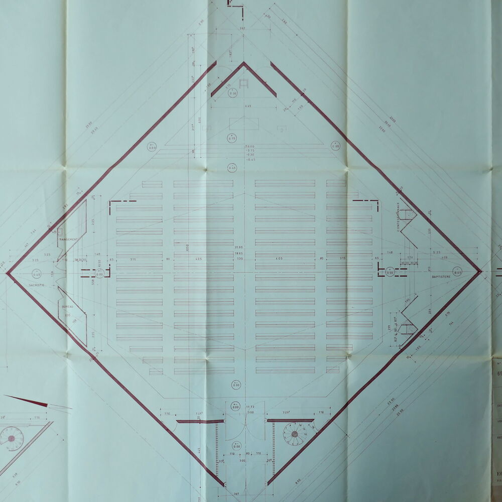 Plan de l'église par l'équipe du GPA A7 en 1966.