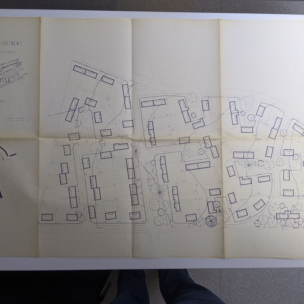 Plan de masse de la cité castors des Fauvettes établi par l'urbaniste Jean Royer, février 1953.