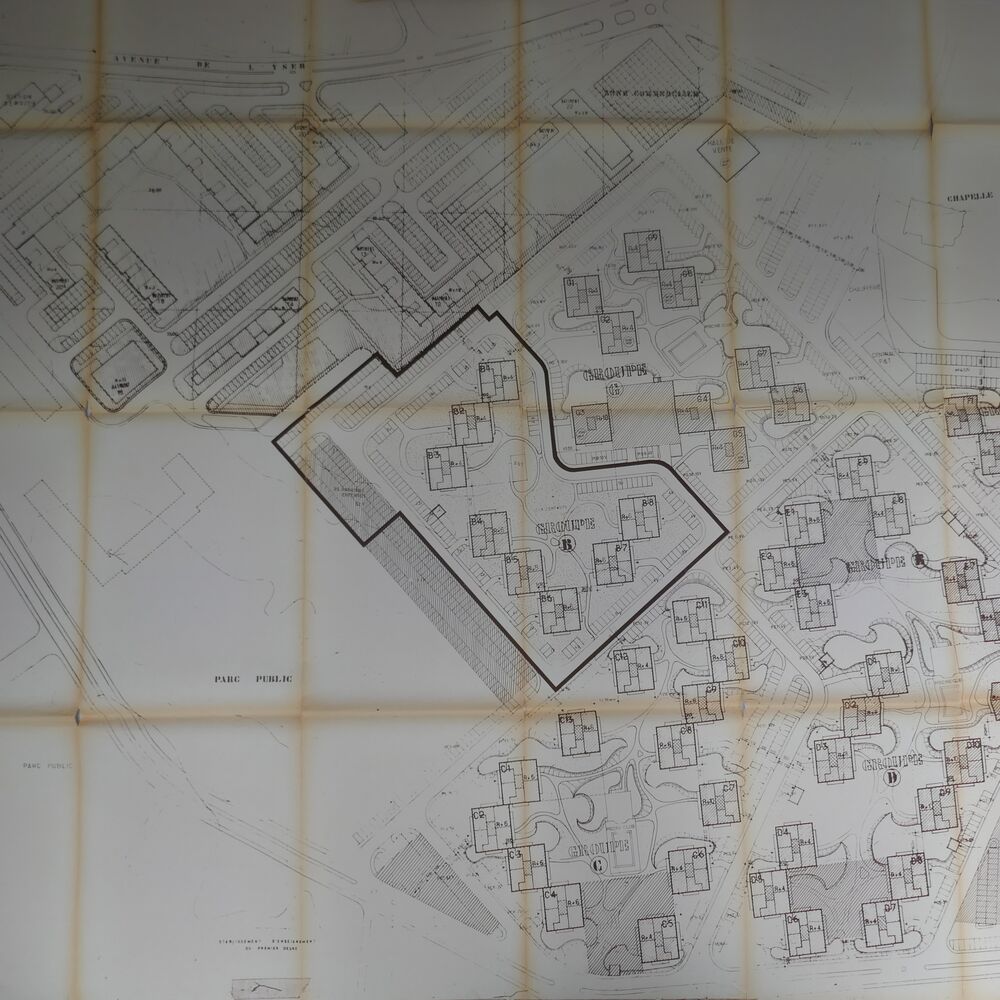 Plan de masse de la résidence Le Club par l'architecte Claude Balick, 1970.