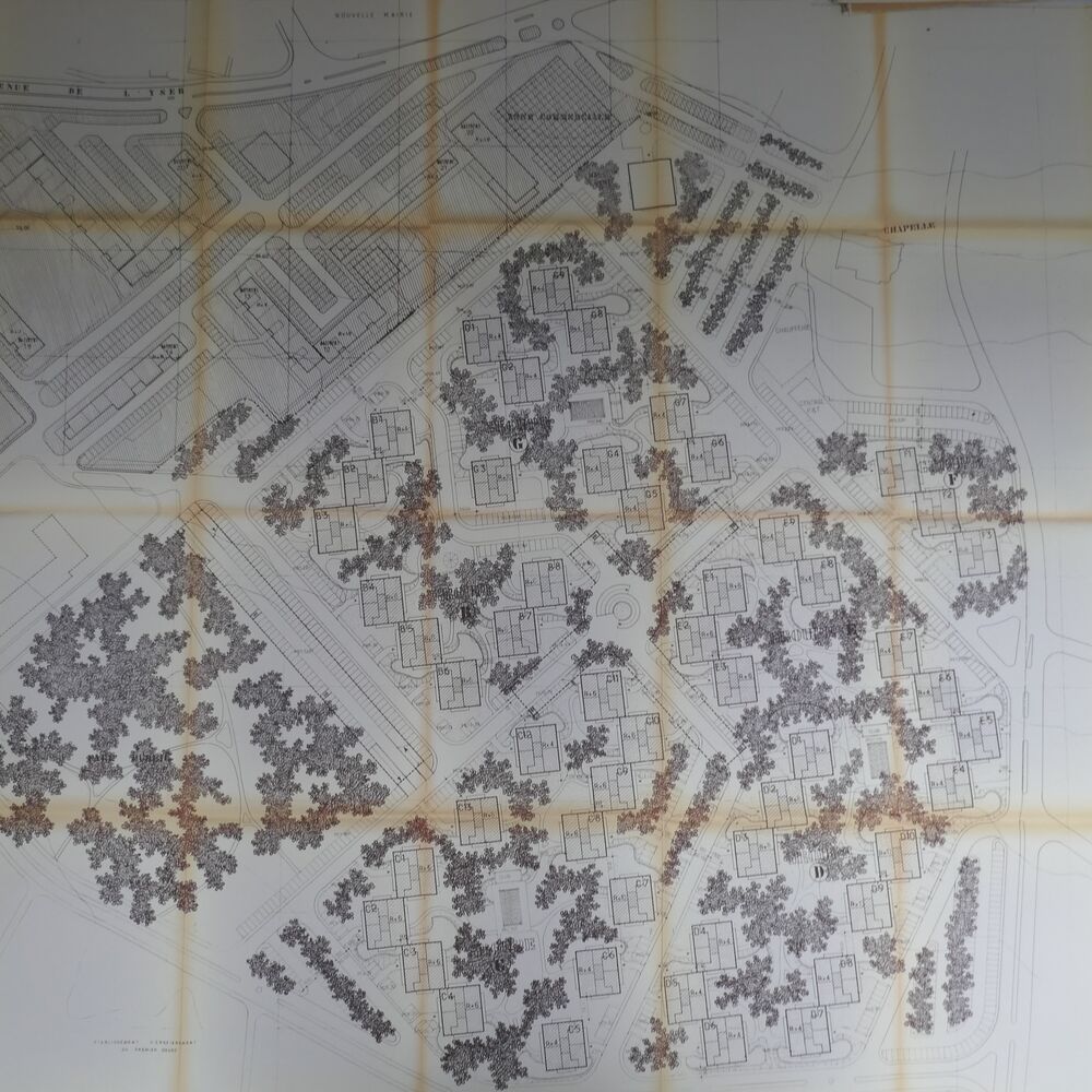Plan de masse (espaces verts) de la résidence Le Club par l'architecte Claude Balick, 1970.
