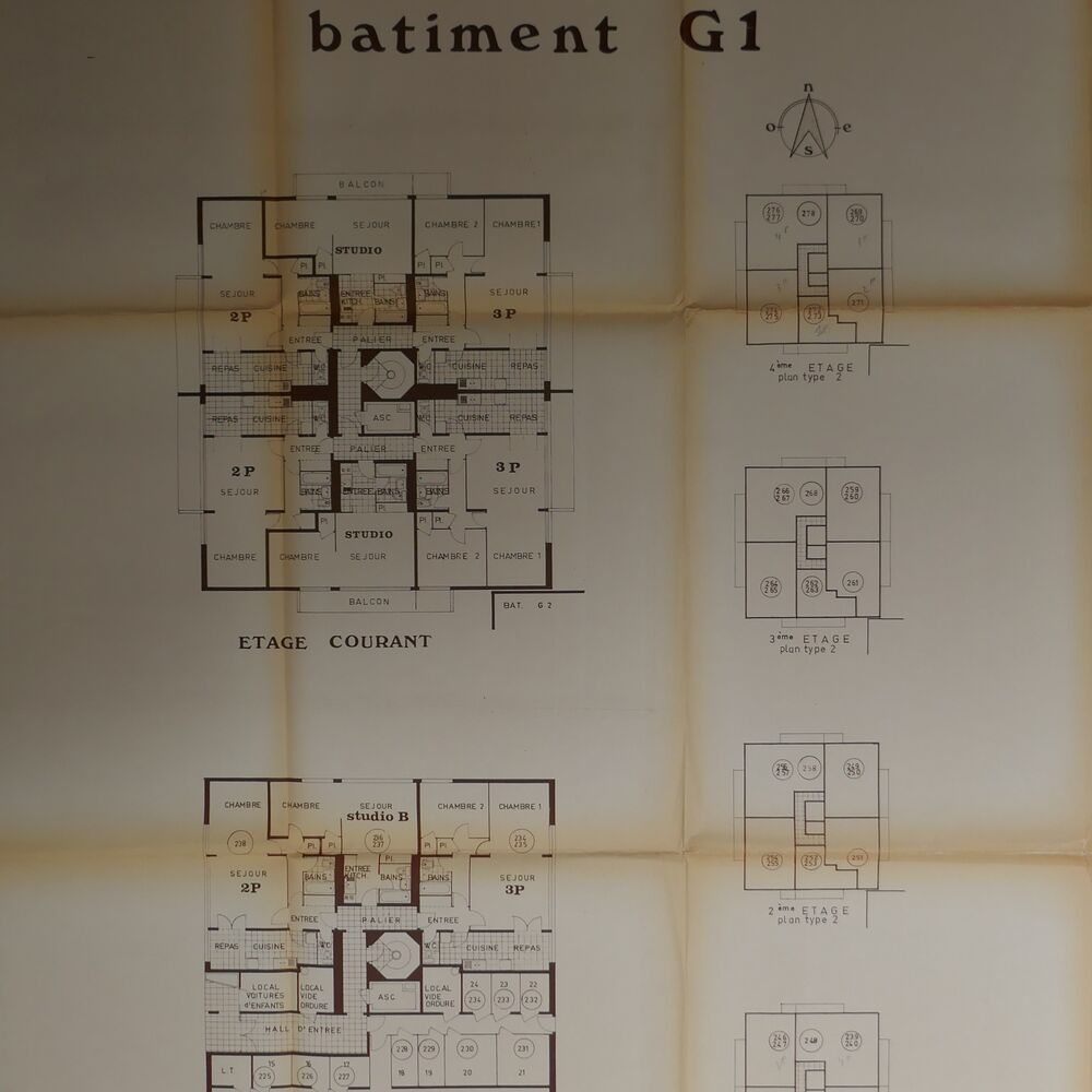 Plan type du bâtiment G1 par l'architecte Claude Balick, 1970.