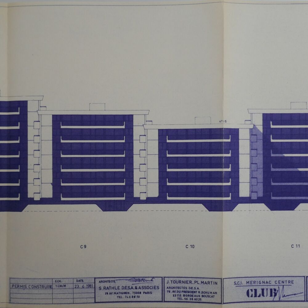 Élévation des immeubles de la dernière tranche par l'architecte Selim Rathle et associés, 1981.