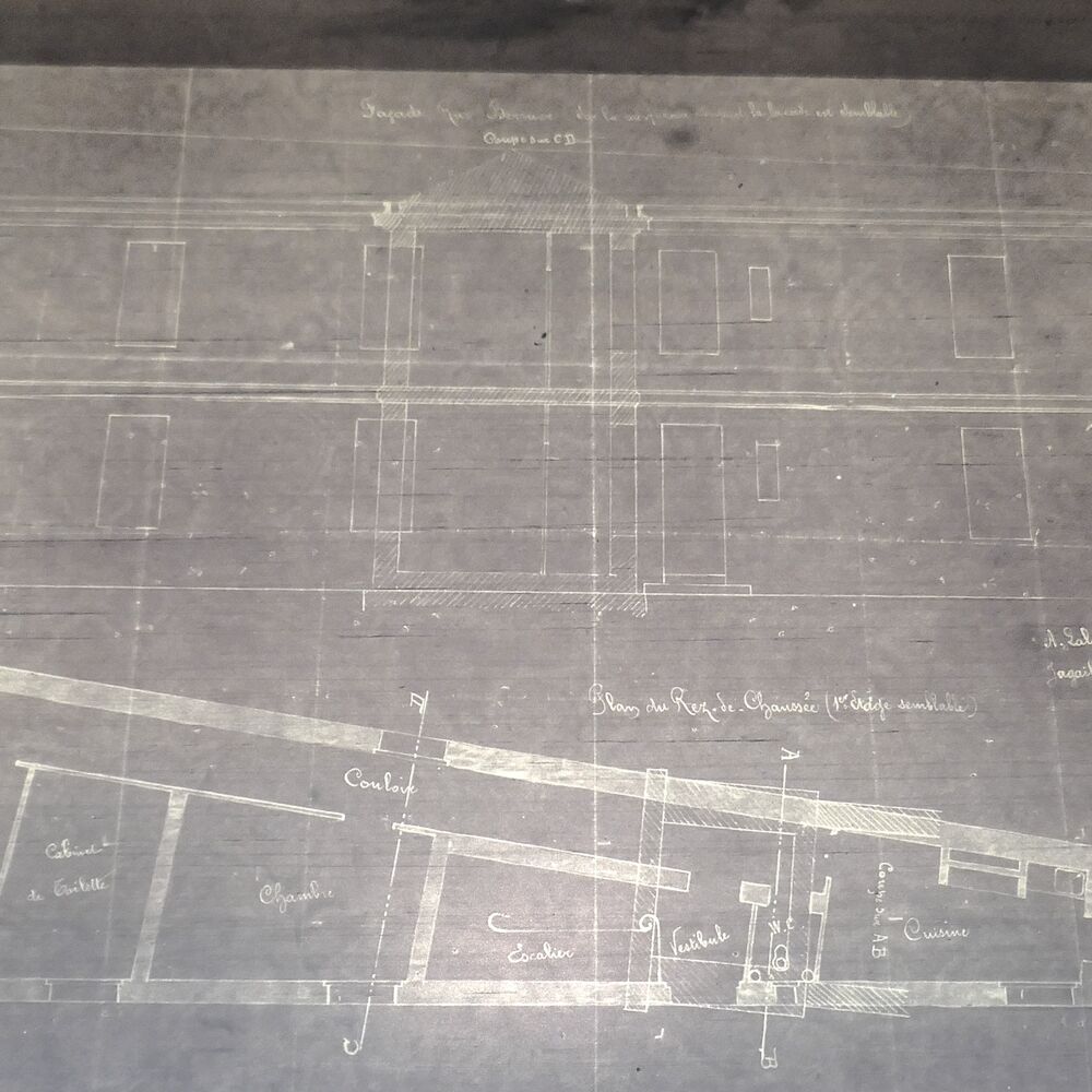 Élévation et plan par l'architecte Auguste Lalue en août 1907.