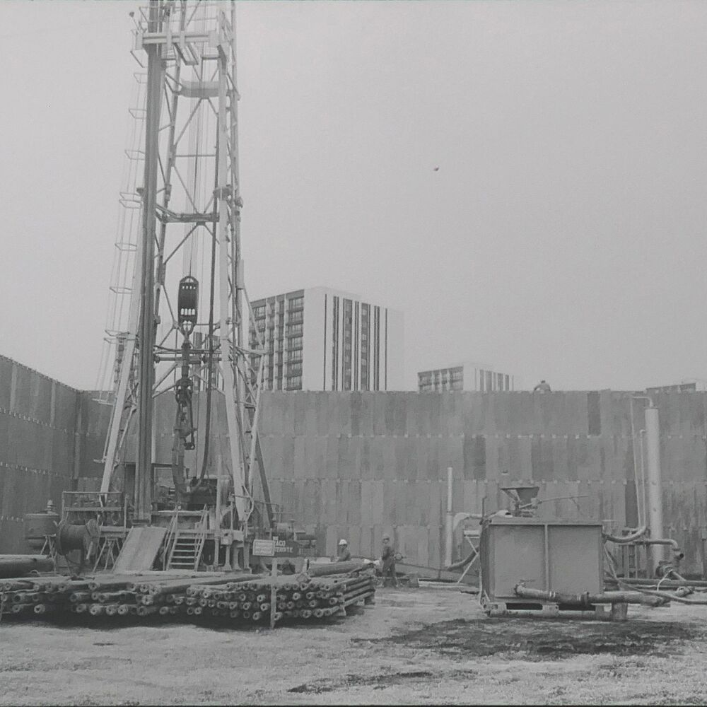 Photographie du chantier, vers 1972.