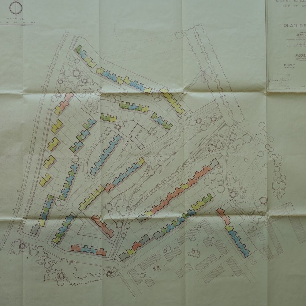 Plan de masse de la cité par l'urbaniste Jean Royer, août 1951.