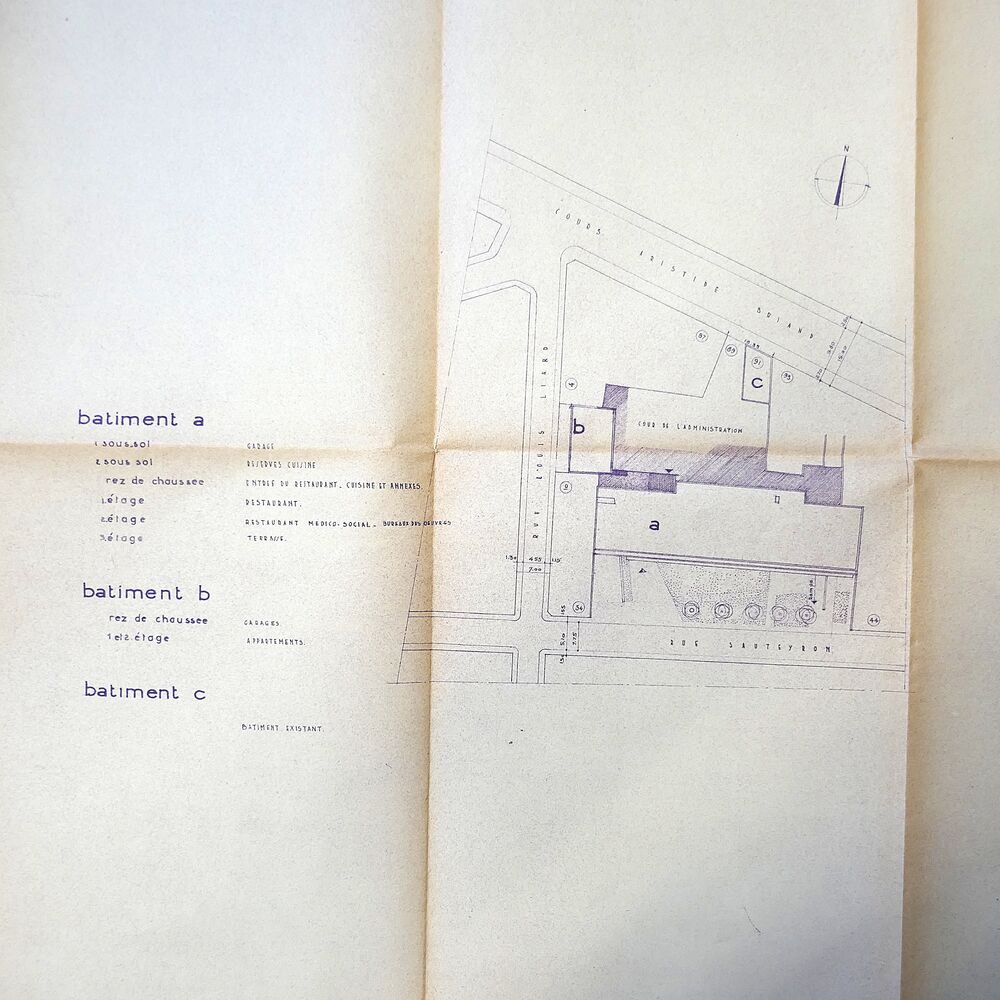 Plan de masse de l'ensemble universitaire par l'architecte Pierre Mathieu, 1955.