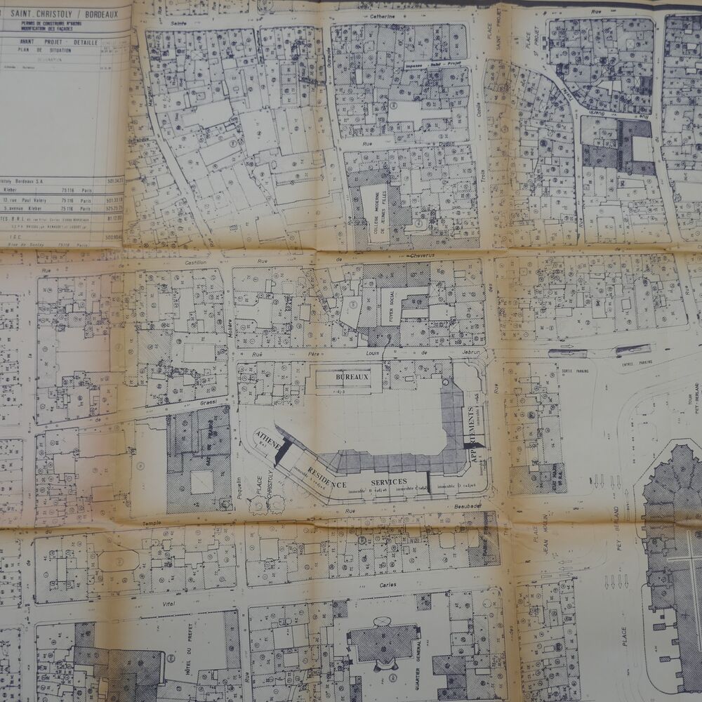 Plan de masse général de l'îlot Saint Christoly par l'agence BRL en 1981.
