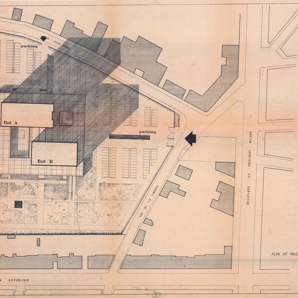 Plan de masse par l'agence d'architecture AUA 33 en janvier 1970.