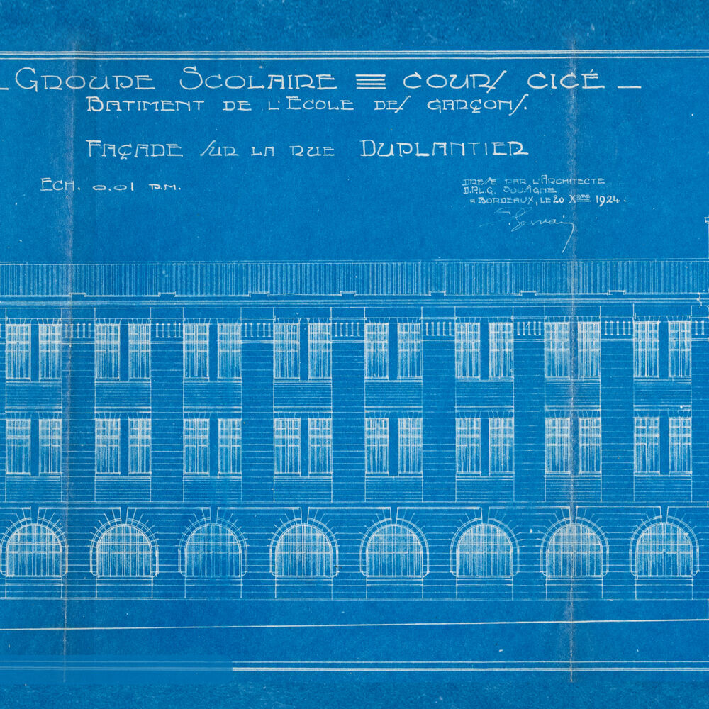 Élévation des façades sur l'actuelle rue Claude-Bonnier par l'architecte Daniel Gervais en 1924.