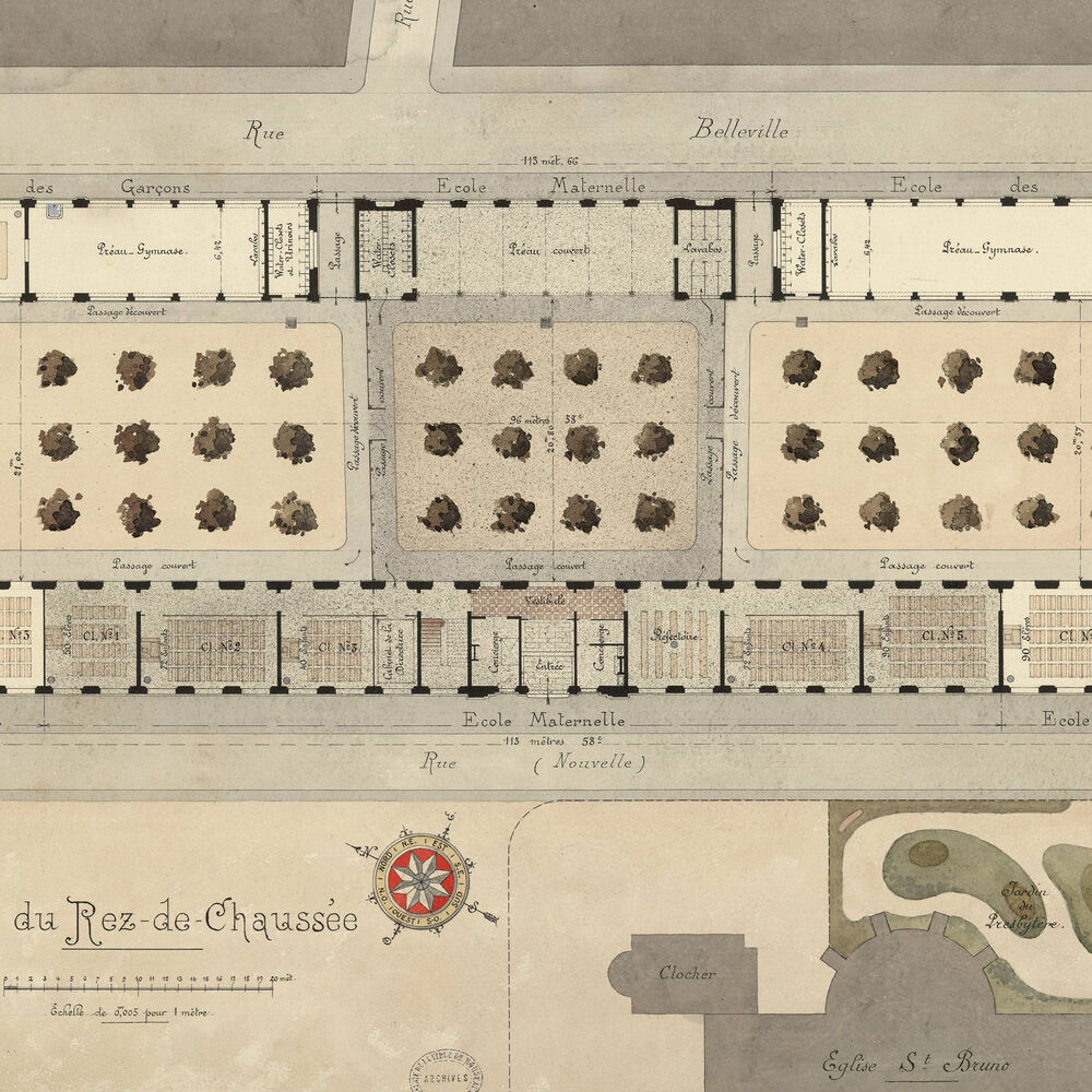 Plan du rez-de-chaussée par l'architecte Bertrand Alfred-Duprat en 1896.