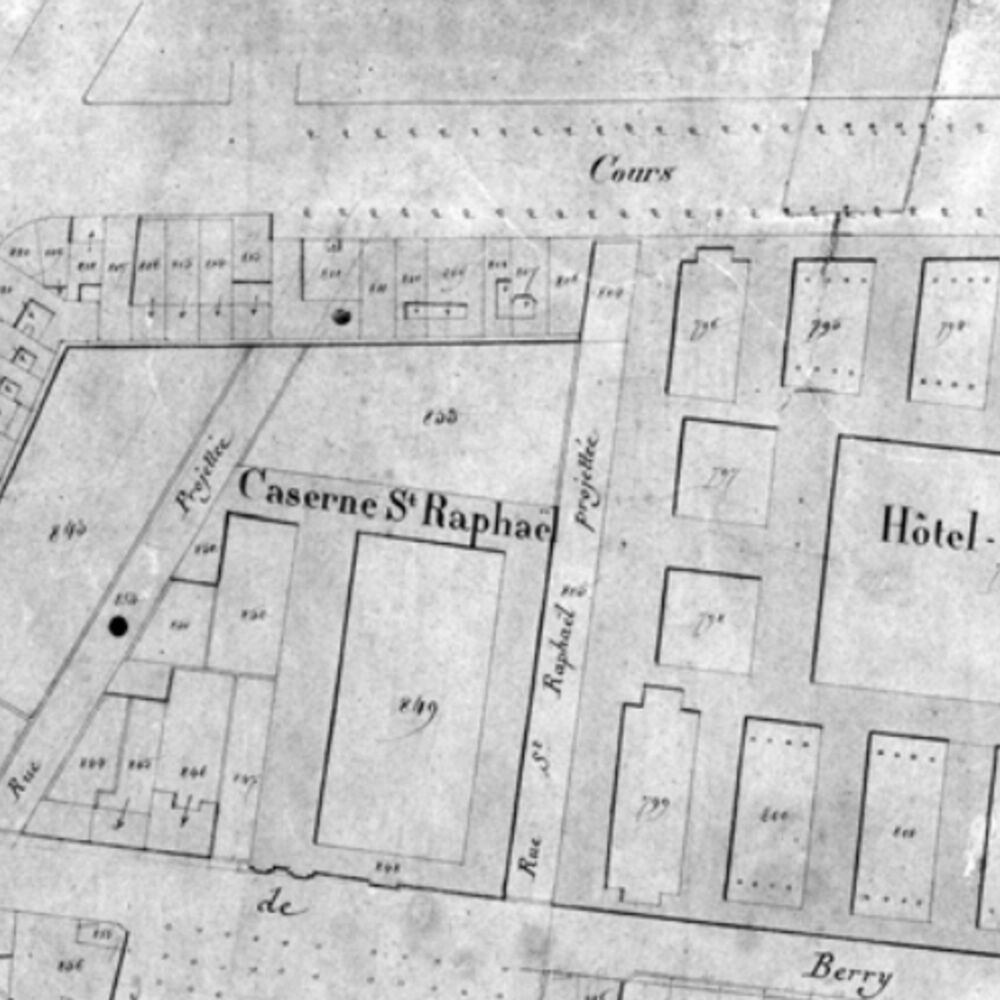 L'hôtel Dieu sur le cadastre de 1820-1830. AMB