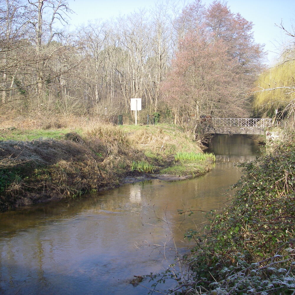 Le pont franchissant le bras sud de la jalle à l’amont du moulin, 2013.