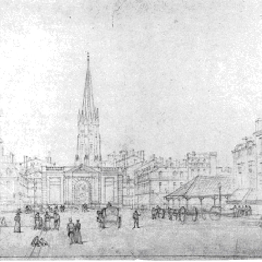 Restitution de la Place des capucins par Léo Drouyn vers 1870