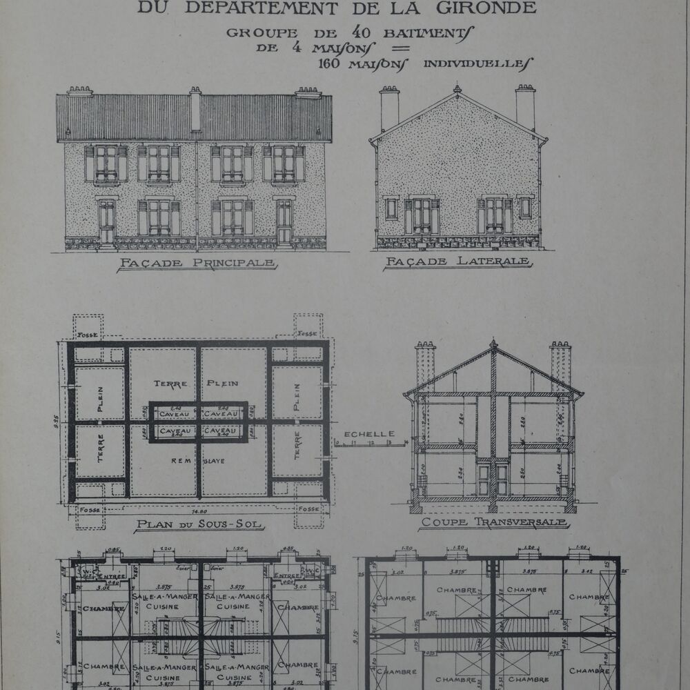 Élévations et plans des maisons par l’architecte Henri Chamard.