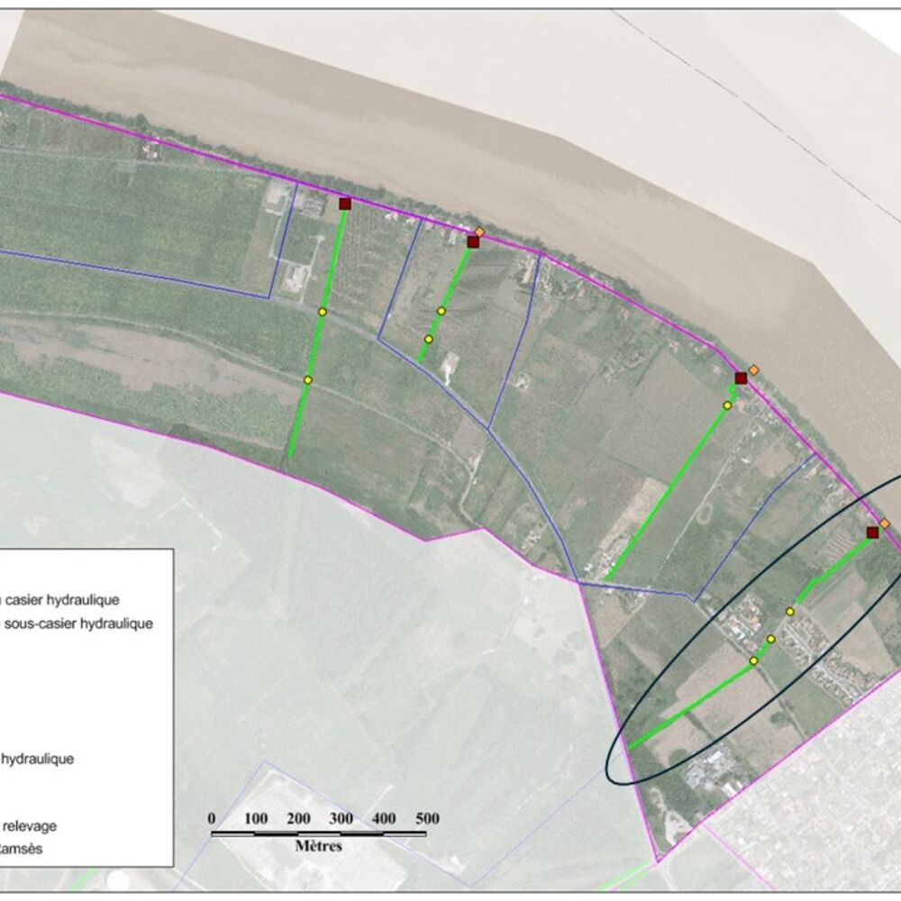 Cartographie des ouvrages présents sur la jalle du Fourat, 2018