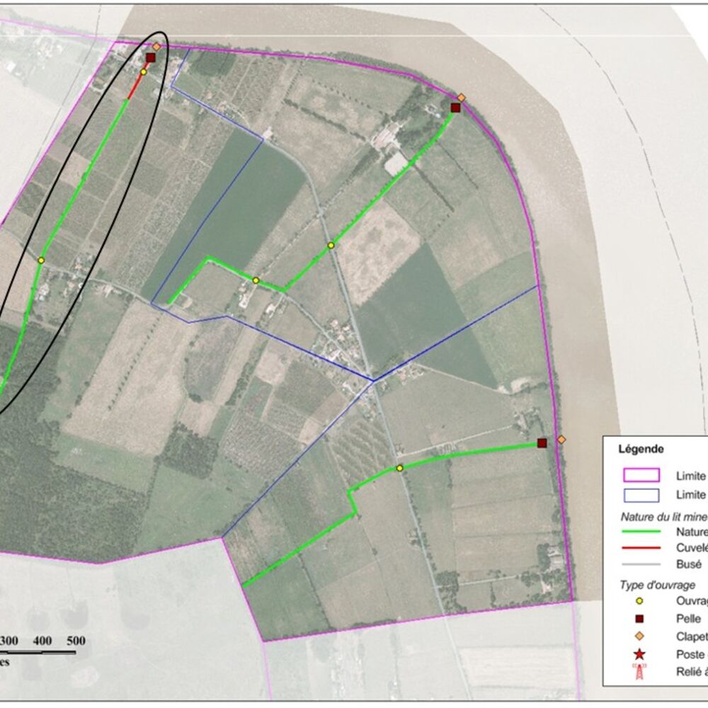 Cartographie des ouvrages présents sur la jalle, 2018