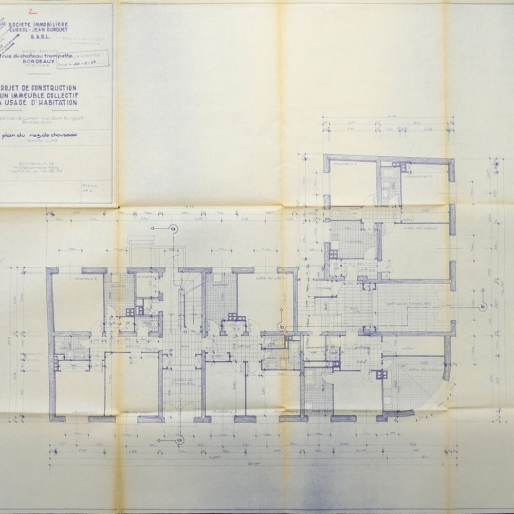 Plan du rez-de-chaussée par l'architecte Robert Monginoux en 1956.