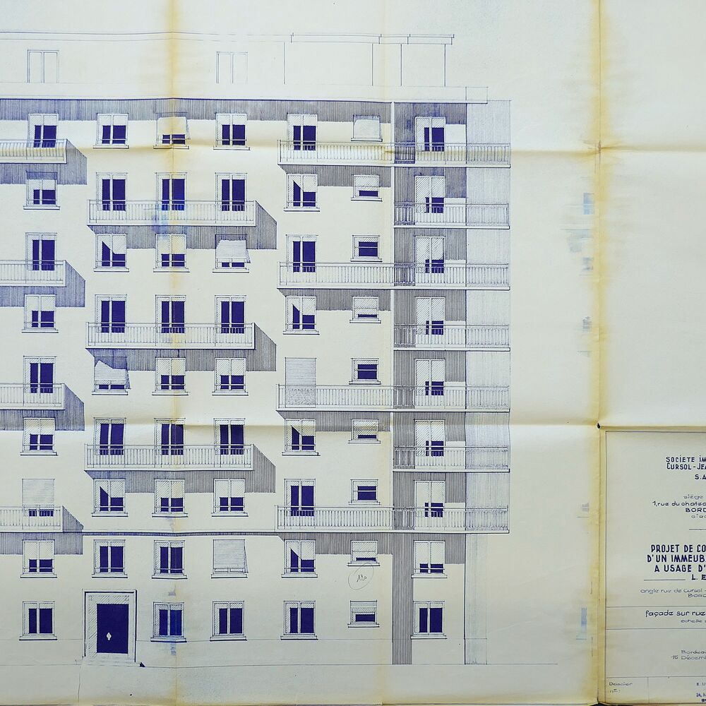 Élévation de la façade sur la rue Cursol par l'architecte Robert Monginoux en 1956.