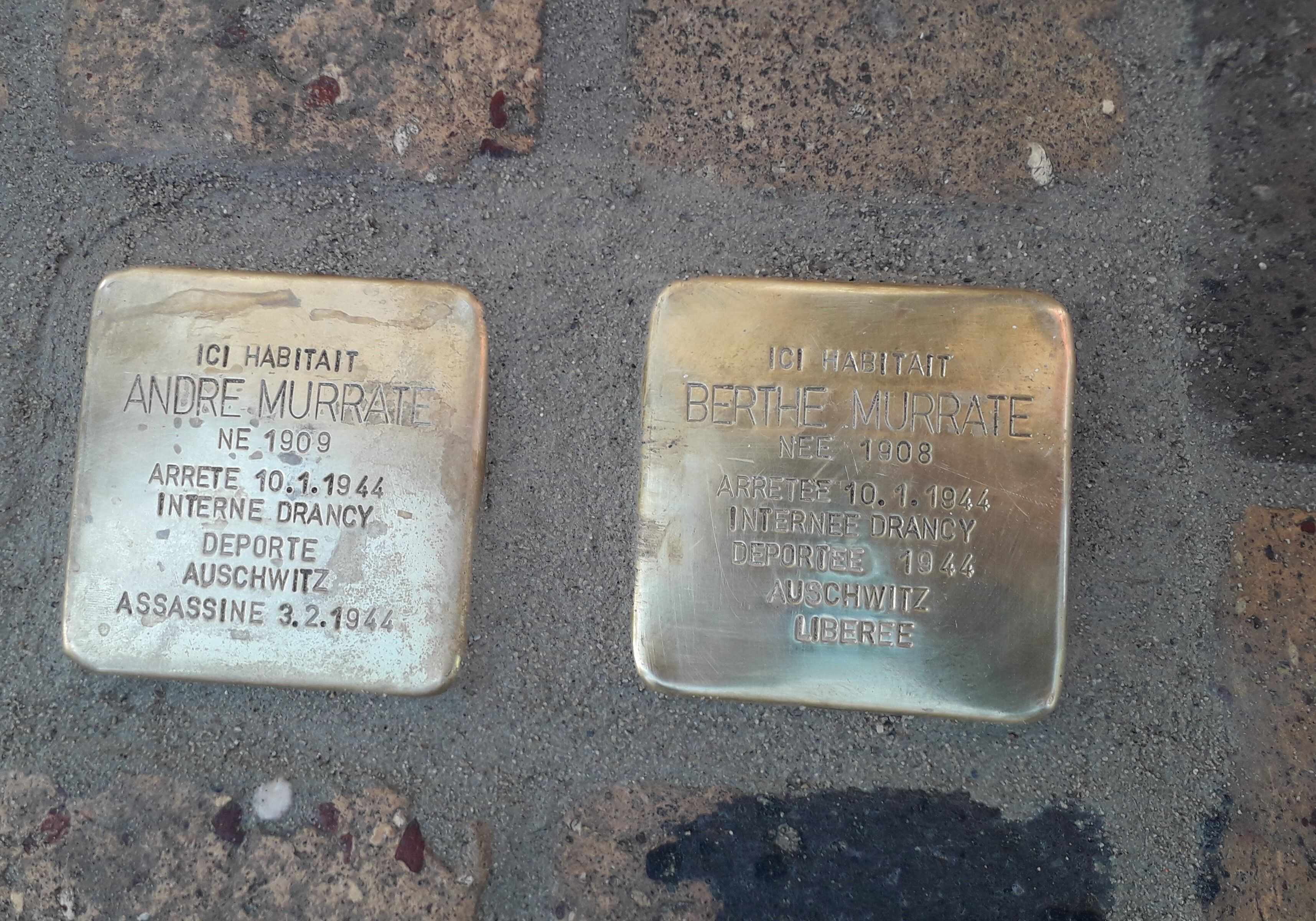 Stolpersteine Berthe et André Murrate