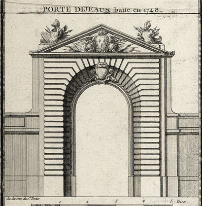 Extrait des gravures du plan de Lattré 1755,  porte Dijeaux 