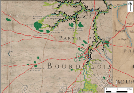 Le territoire de Martignas d’après la carte de Claude Masse (1724)