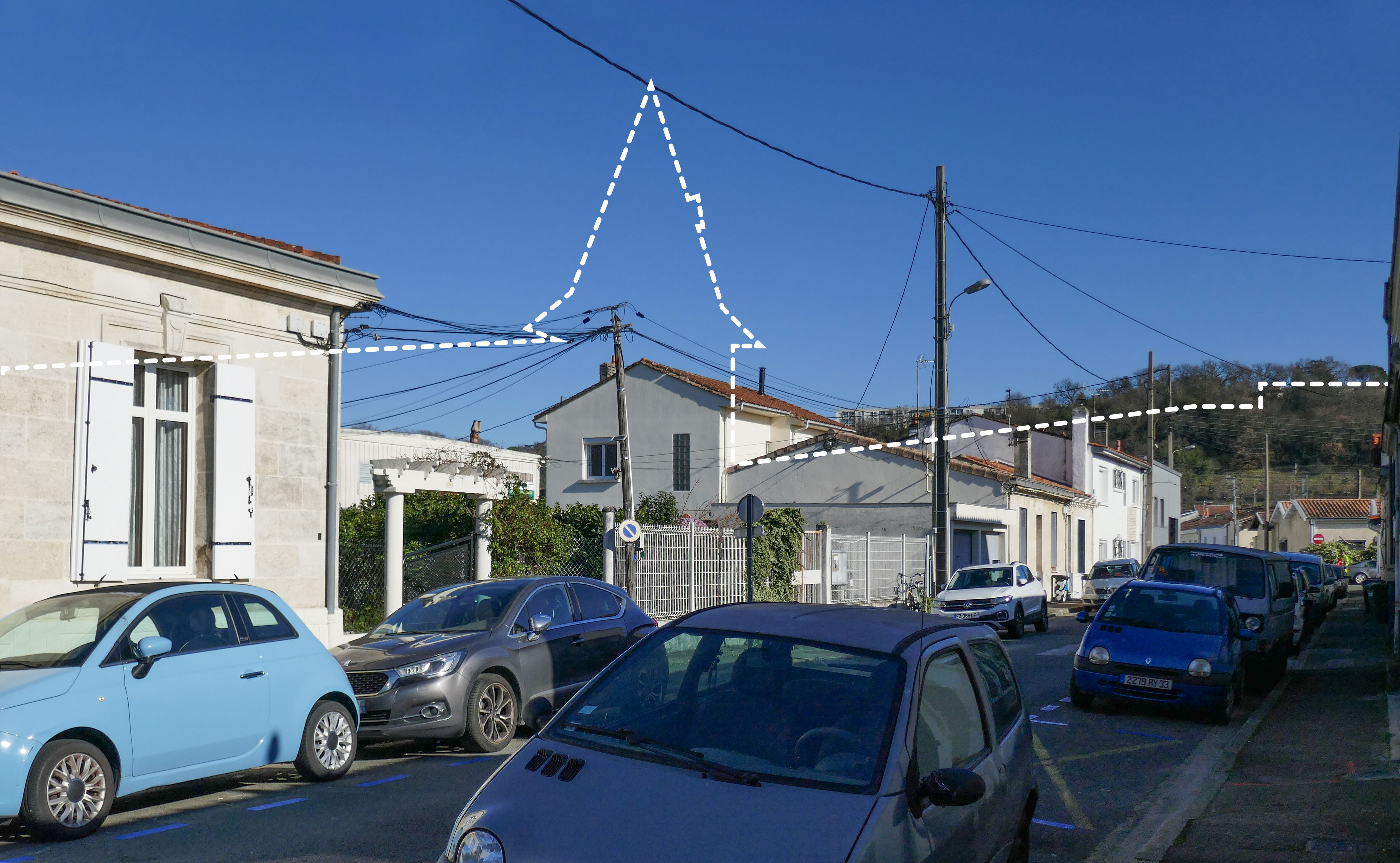  Rue Brunereau Cenon, en 2023  - simulation de l'emplacement de la chapelle disparue