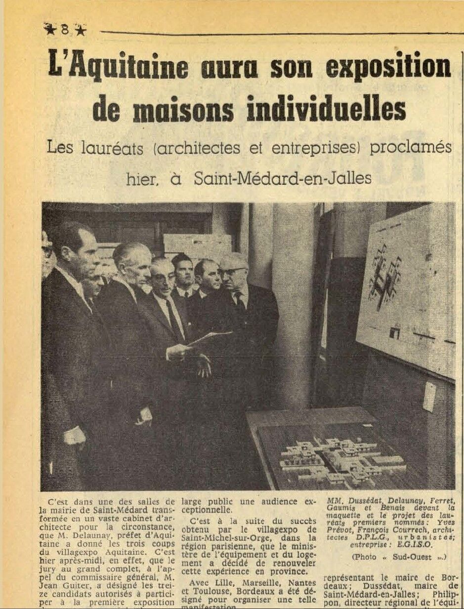 Les résultats du concours Villagexpo Aquitaine, extrait du journal Sud Ouest du 7 octobre 1967.