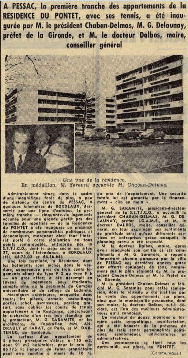 Livraison des premiers appartements en décembre 1968. 