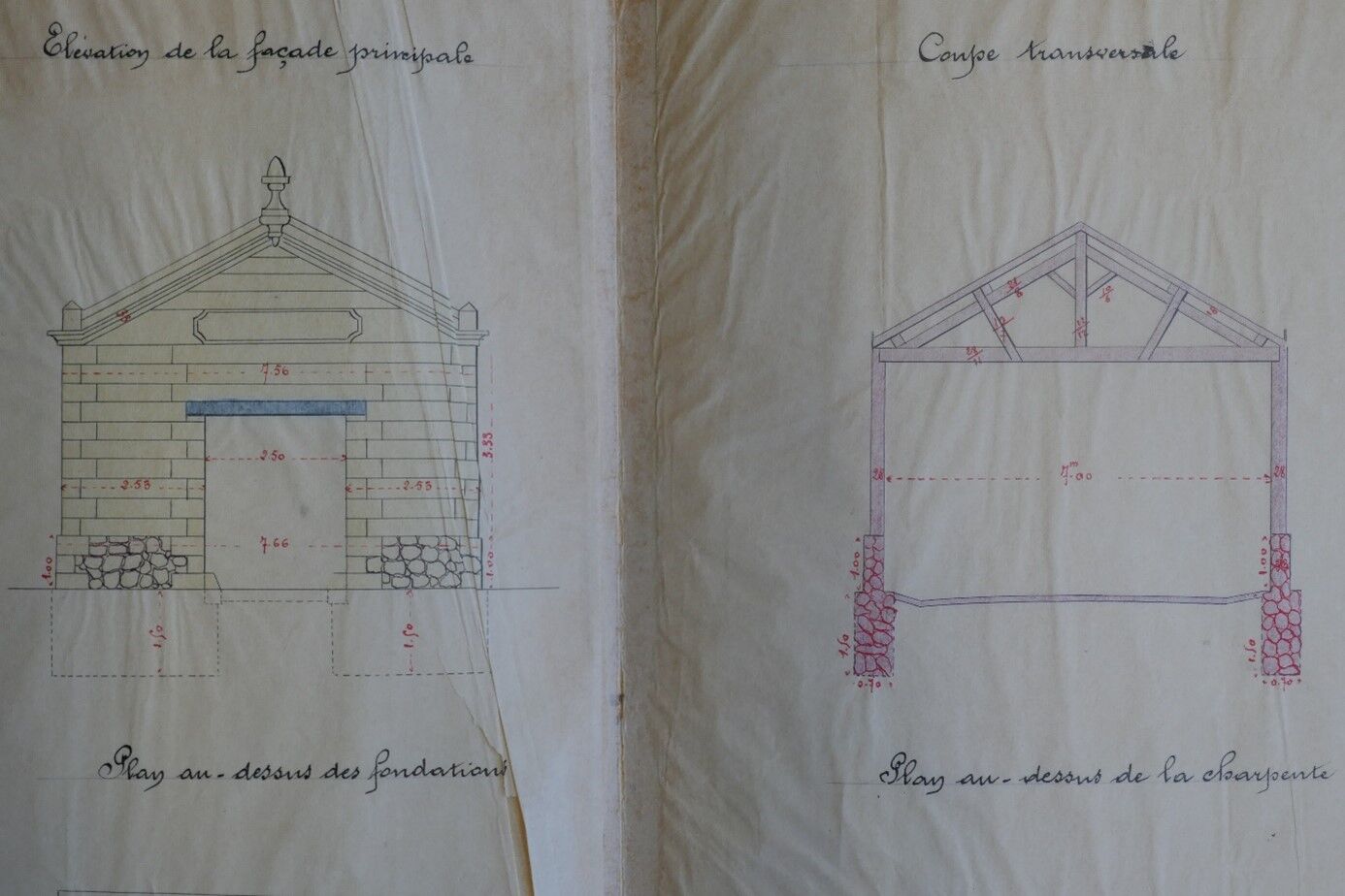 Élévations du premier magasin municipal, par l’agent-voyer Ernest Brunet en 1896 