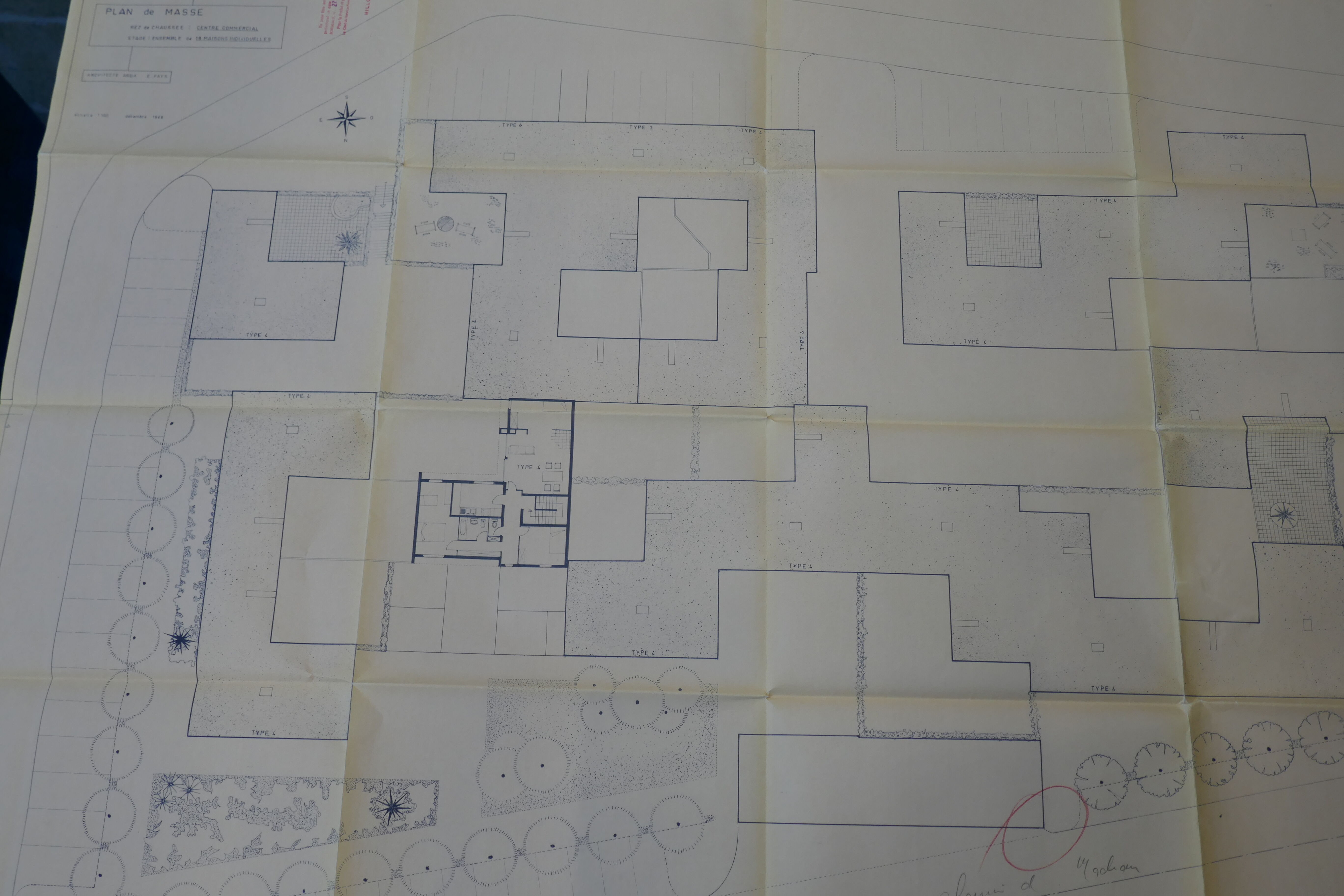 Extrait du plan masse du village de Madran par l'architecte Émile Fays en décembre 1968.