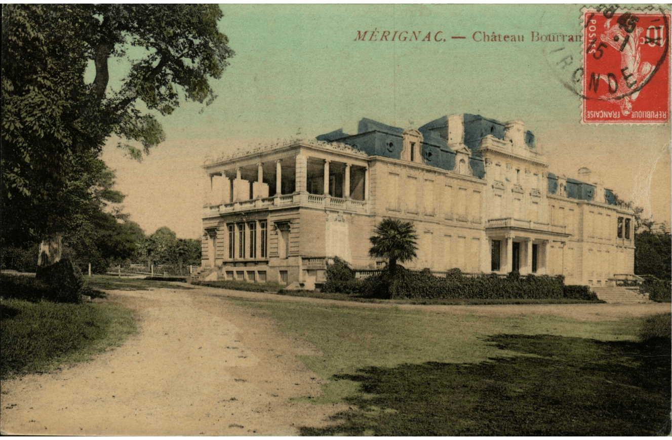 Vue de l'extrémité ouest du château, carte postale de 1915