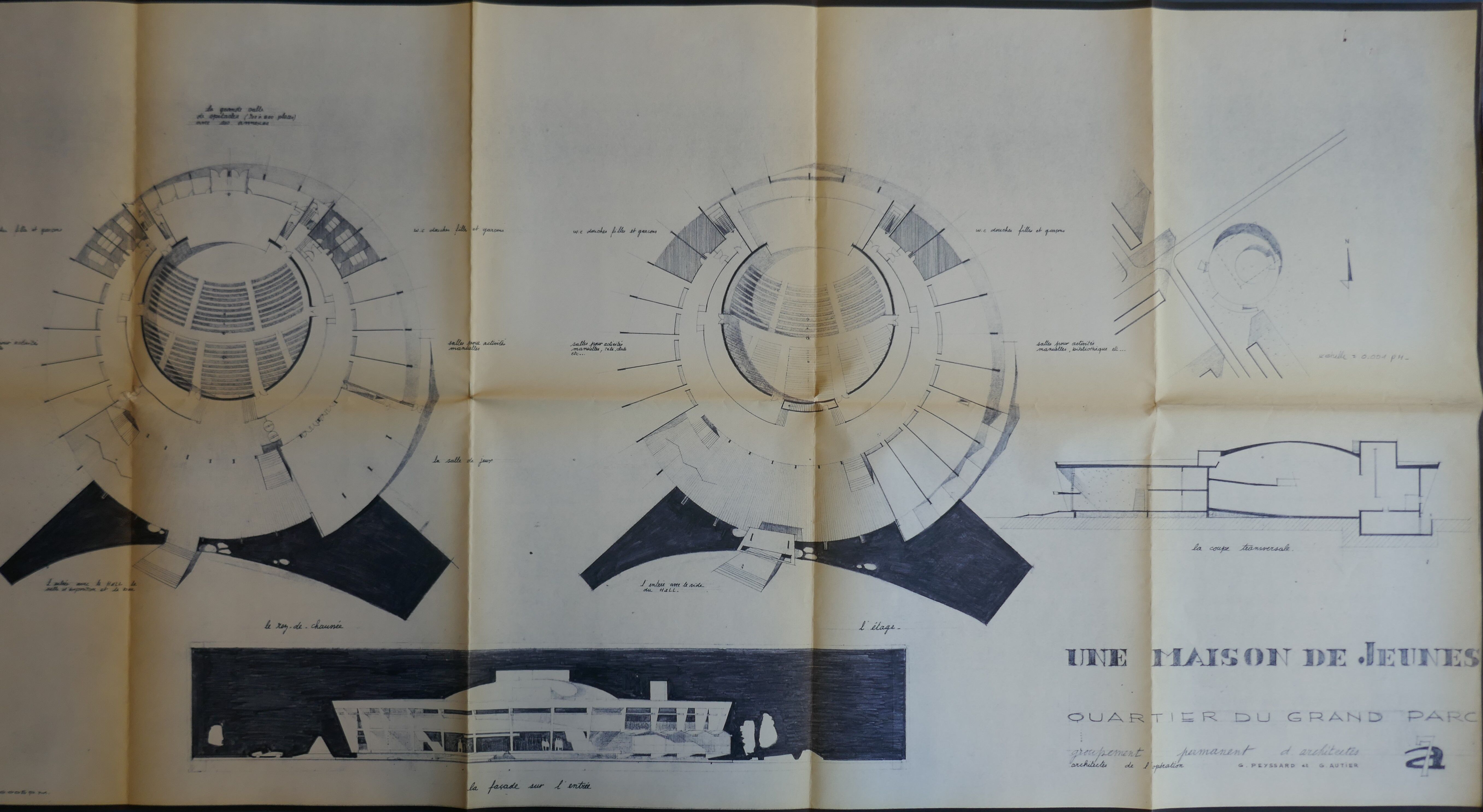 Avant-projet numéro 1 de l'agence des architectes Guy Peyssard et Gilles Autier, 1962.