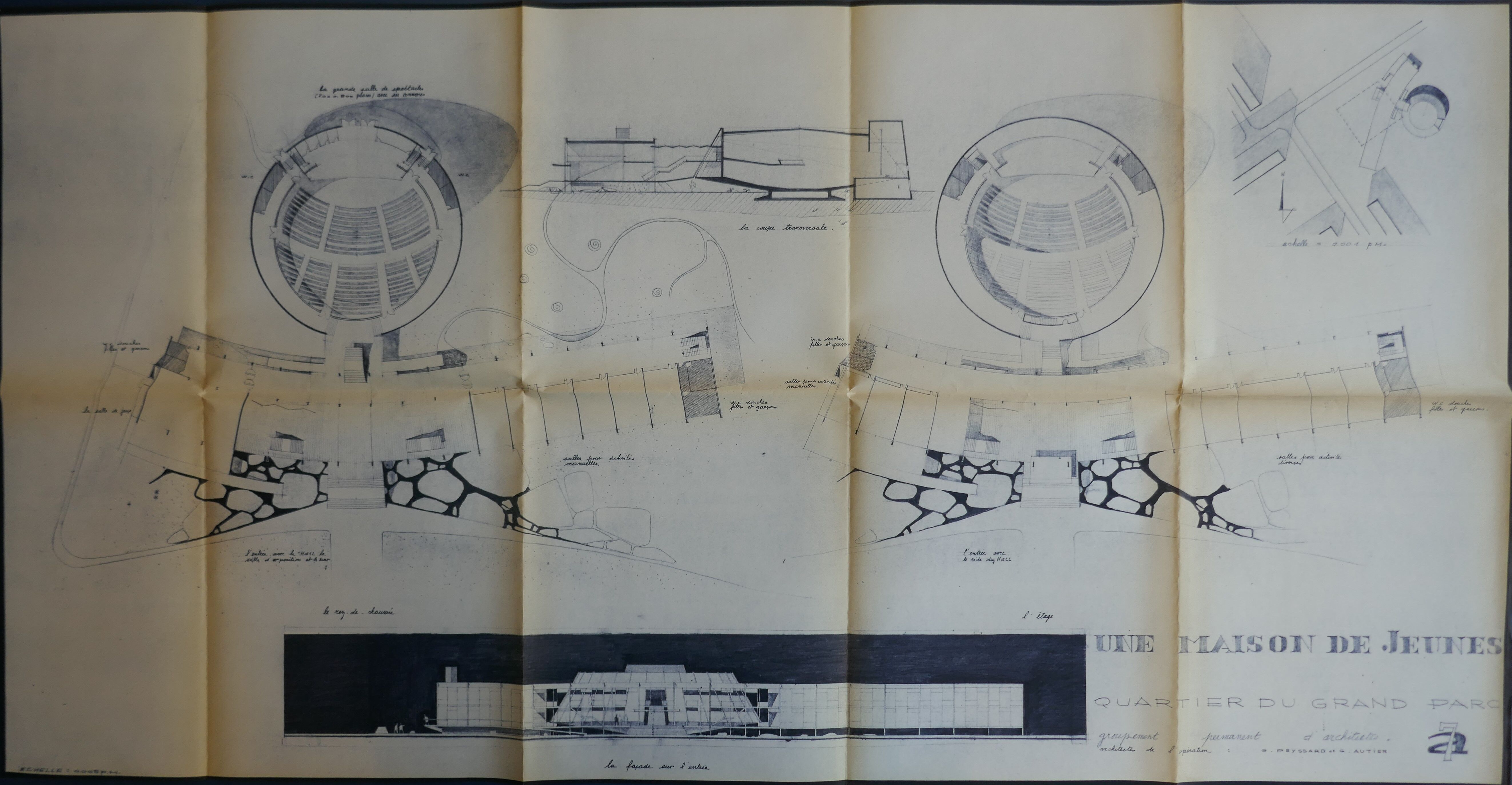 Avant-projet numéro 2 de l'agence des architectes Guy Peyssard et Gilles Autier, 1962.